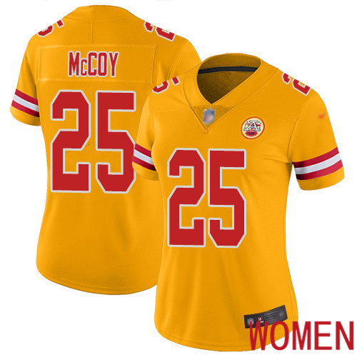 Women Kansas City Chiefs #25 McCoy LeSean Limited Gold Inverted Legend Football Nike NFL Jersey->youth nfl jersey->Youth Jersey